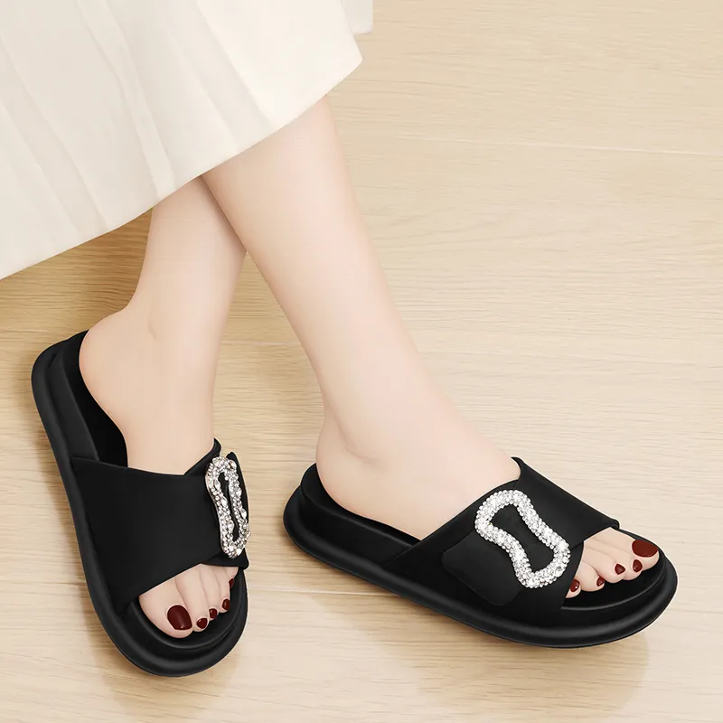 Golden Silk Rabbit Slide Slippers Women's-4