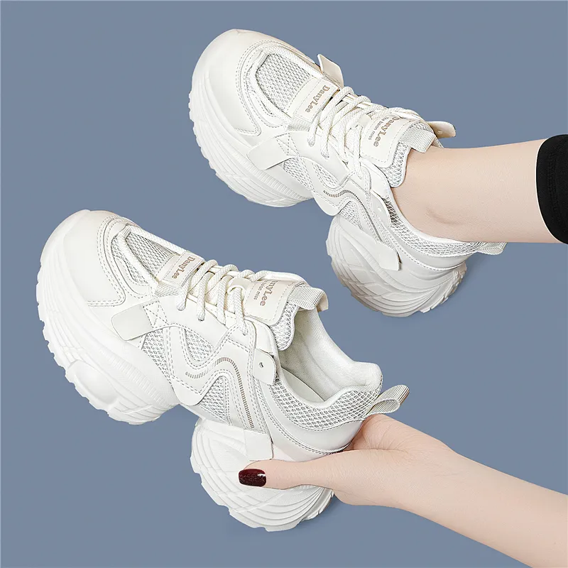 Golden Silk Rabbit Low Top Chunky Sneakers Women's-6