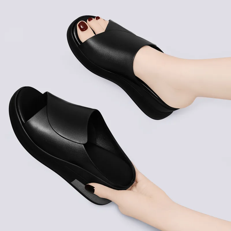 Golden Silk Rabbit PU Polyurethane Slide Slippers Women's-5