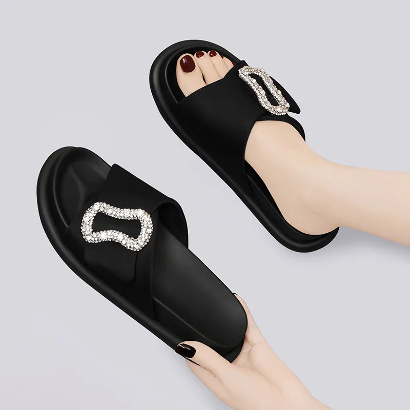 Golden Silk Rabbit Slide Slippers Women's-7