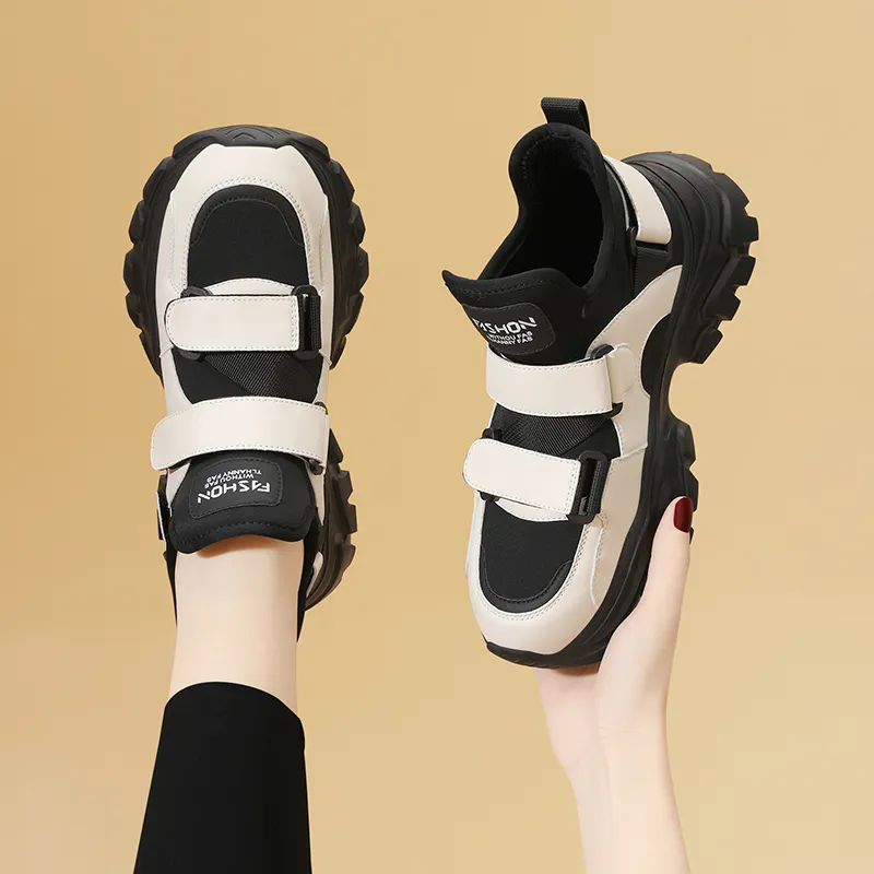 Golden Silk Rabbit Anti Slip And Wear Resistant Lightweight Height Increasing Mid Top Chunky Sneakers Women's-10