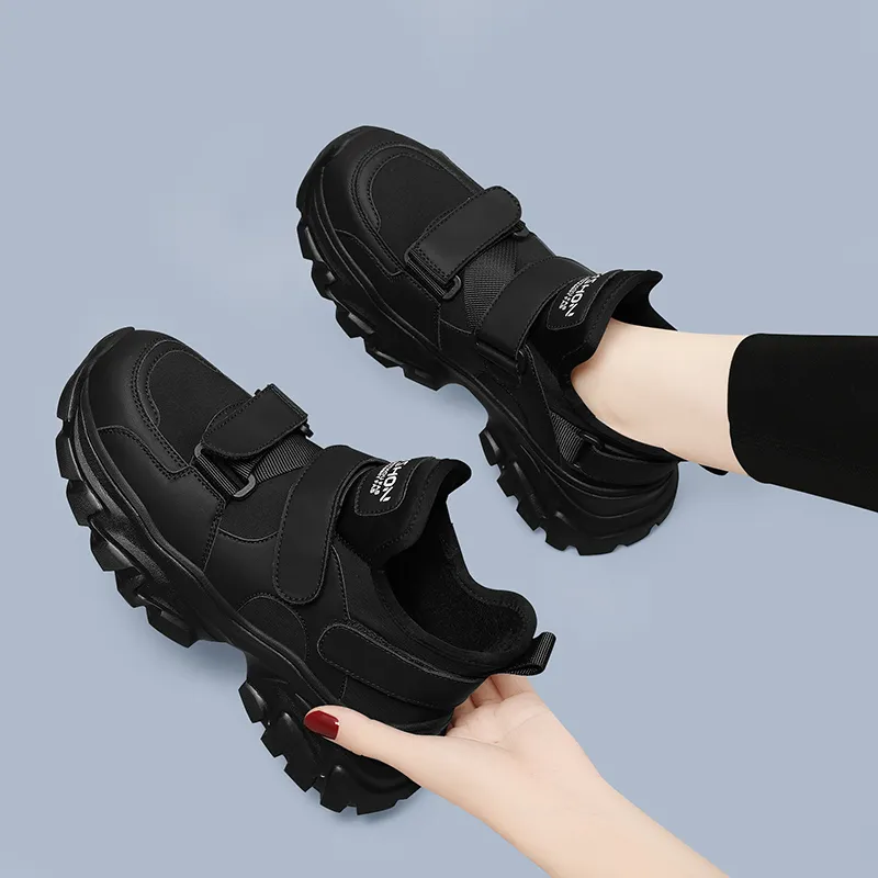 Golden Silk Rabbit Anti Slip And Wear Resistant Lightweight Height Increasing Mid Top Chunky Sneakers Women's-6
