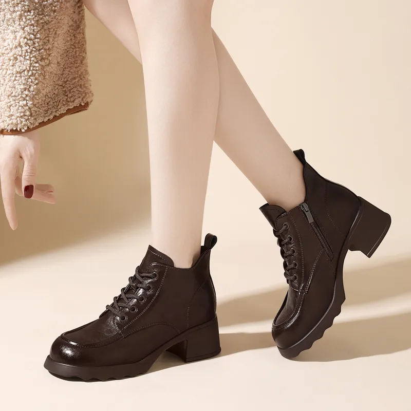 Golden Silk Rabbit Ankle Boots 5.5CM Women's-10