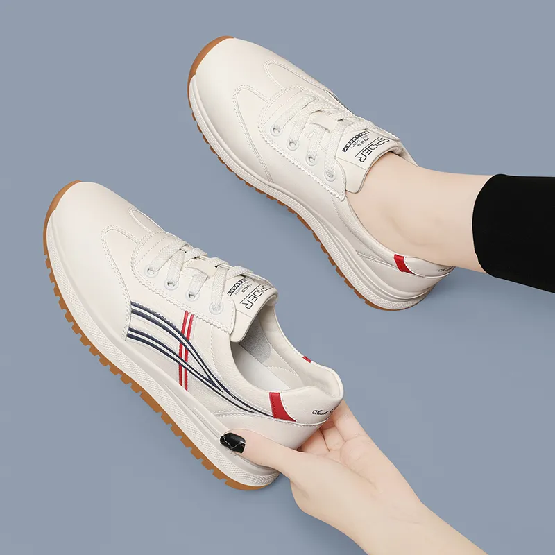 Golden Silk Rabbit Wear-Resistant Height Increasing Low-Top Chunky Sneakers 4cm Women's-5