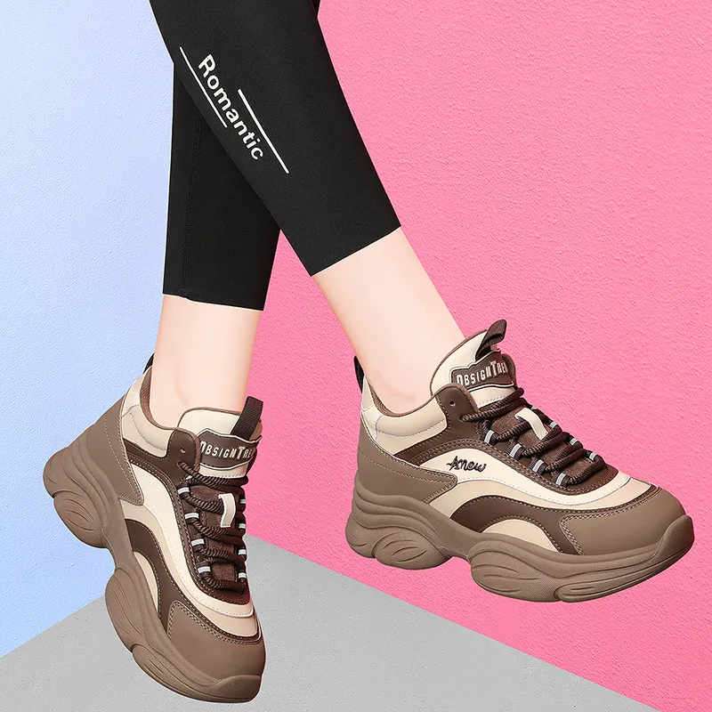 Golden Silk Rabbit Cushioning, Slip Resistant, Abrasion Resistant, Height Increasing Mid Top Chunky Sneakers Women's-10