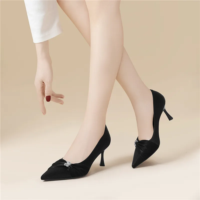 Golden Silk Rabbit High Heels Women's-3