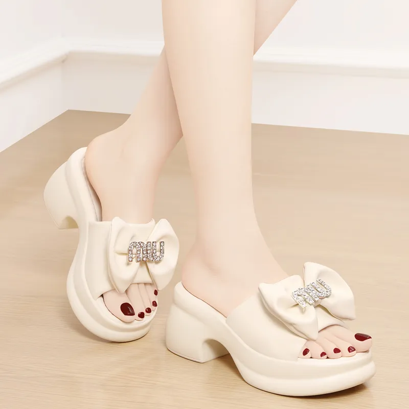 Golden Silk Rabbit Slide Slippers Women's-11