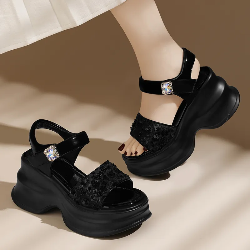 Golden Silk Rabbit Strap Sandals 8.5cm Women's-4