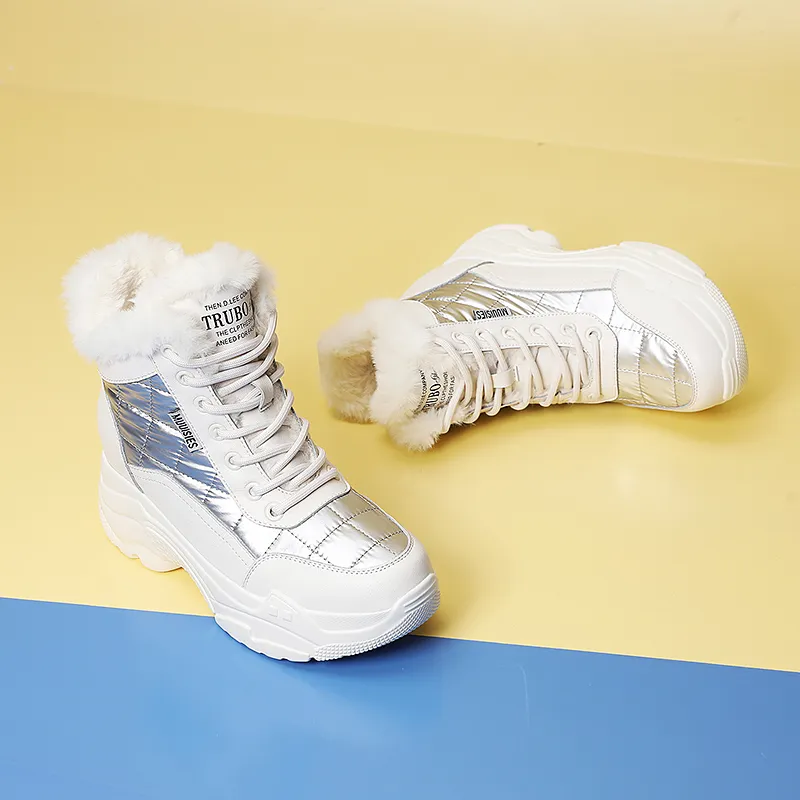 Golden Silk Rabbit Warm Wear Resistant Height Increasing Slip Resistant Short Snow Boots Women's-9