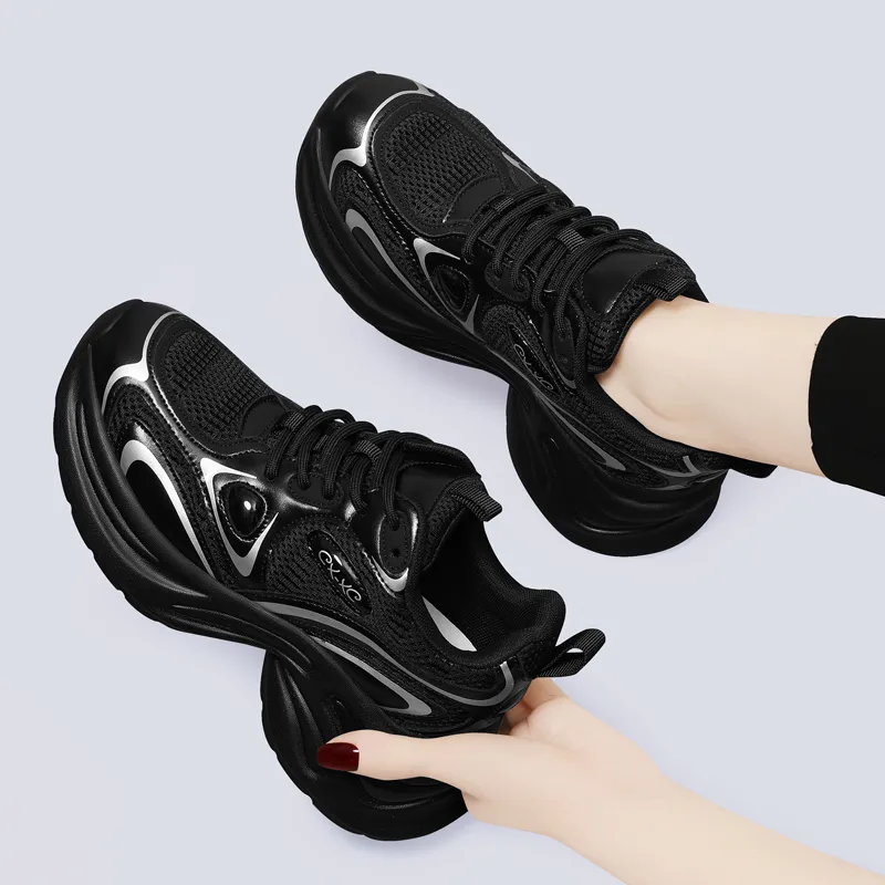 Golden Silk Rabbit Low Top Chunky Sneakers Women's-6