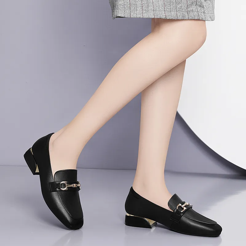 Golden Silk Rabbit Loafers Women's Black-5