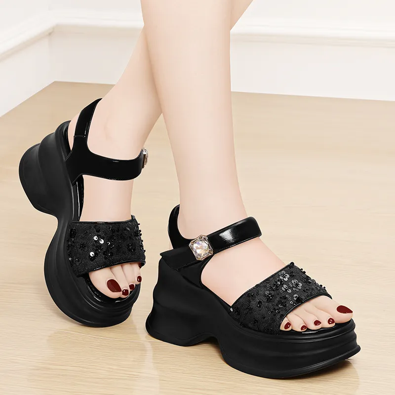 Golden Silk Rabbit Strap Sandals 8.5cm Women's-3