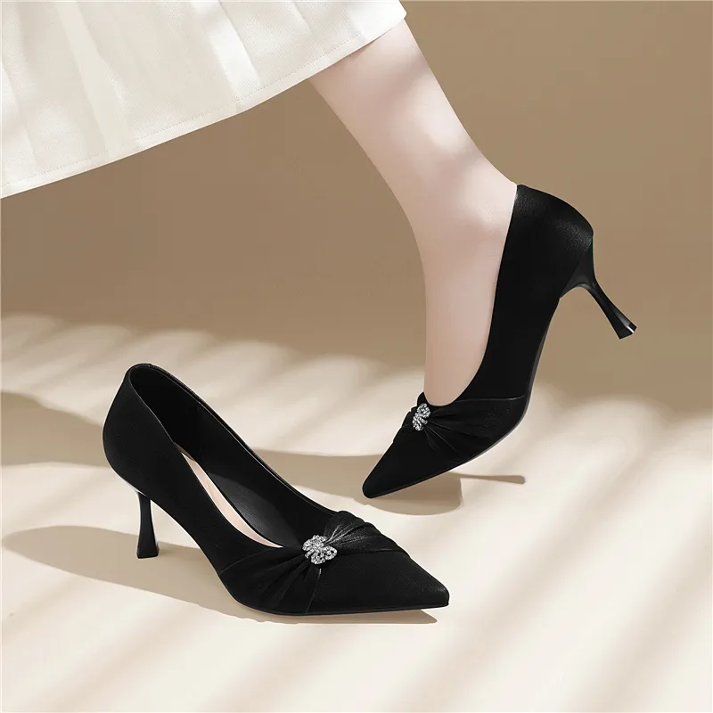 Golden Silk Rabbit High Heels Women's-5