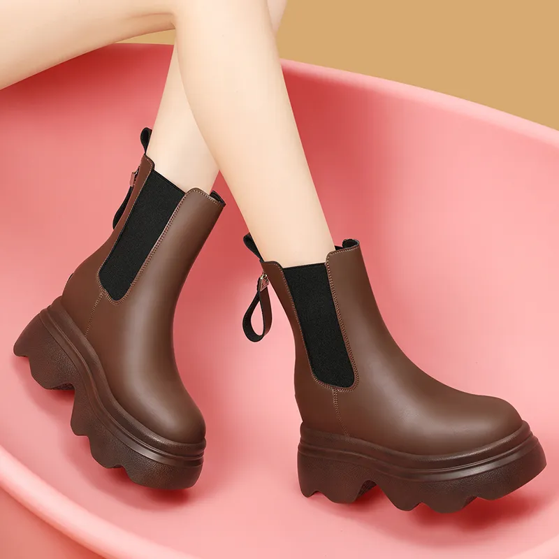 Golden Silk Rabbit Short Chelsea Boots 6cm Women's-6