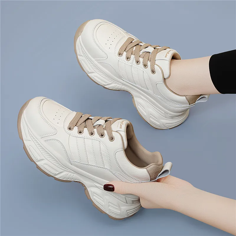 Golden Silk Rabbit Anti-Slip And Wear-Resistant Height Increasing Low-Top Chunky Sneakers Women's-13