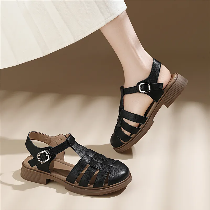 Golden Silk Rabbit Roman Sandals Women's-4