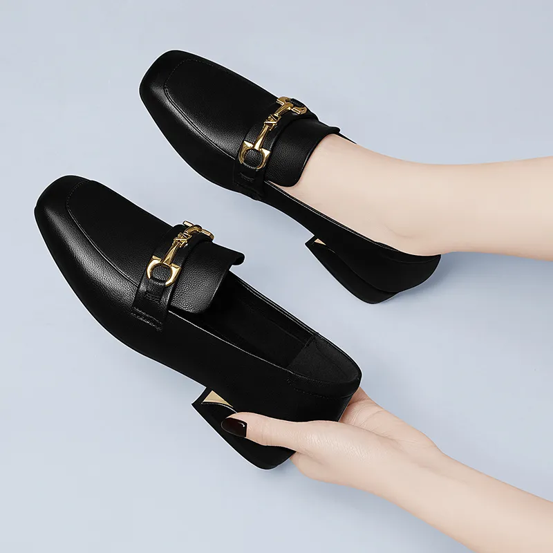 Golden Silk Rabbit Loafers Women's Black-8
