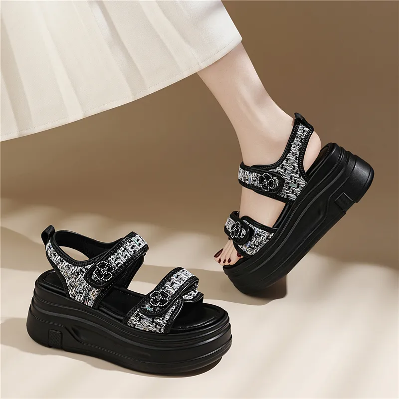 Golden Silk Rabbit Beach Sandals Women's-5
