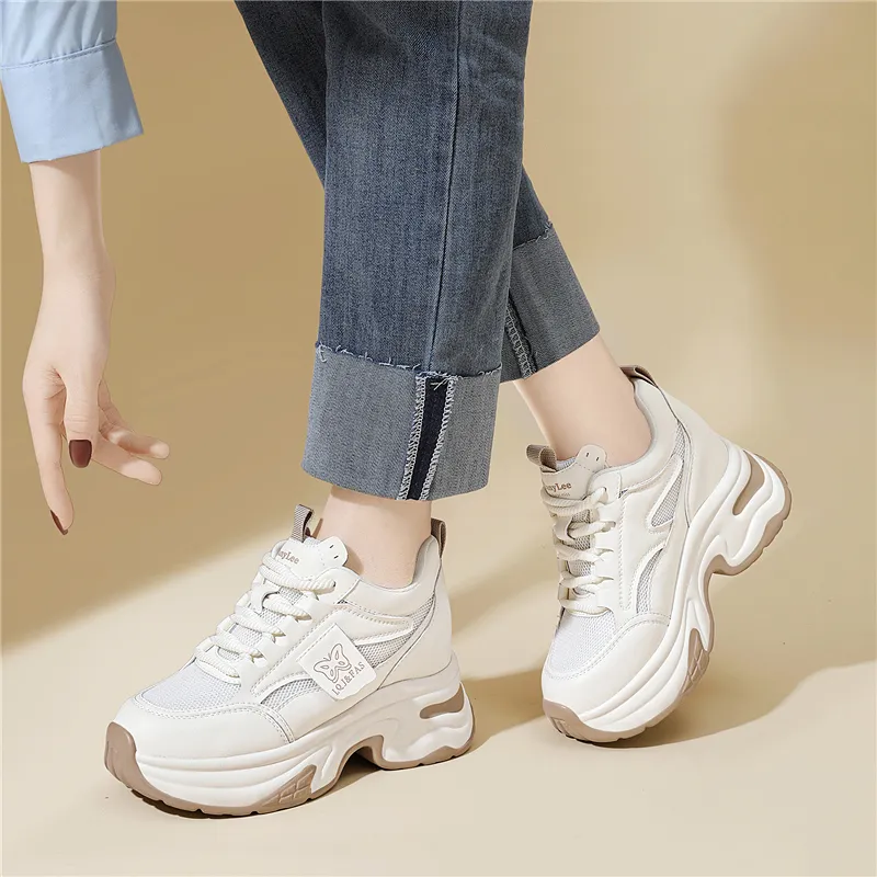 Golden Silk Rabbit Low Top Chunky Sneakers Women's-9