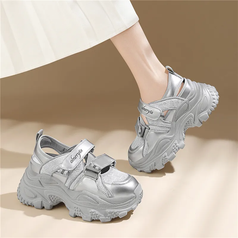 Golden Silk Rabbit Low Top Chunky Sneakers Women's-13