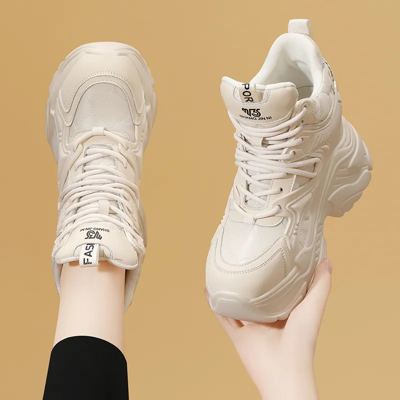 Golden Silk Rabbit Cushioned Anti Slip And Wear Resistant Height Increasing Warm High Top Chunky Sneakers Women's-10