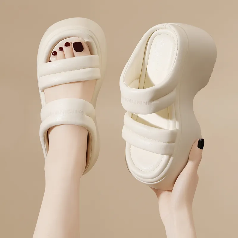 Golden Silk Rabbit PU Polyurethane Slip-Resistant Slide Slippers Women's-12