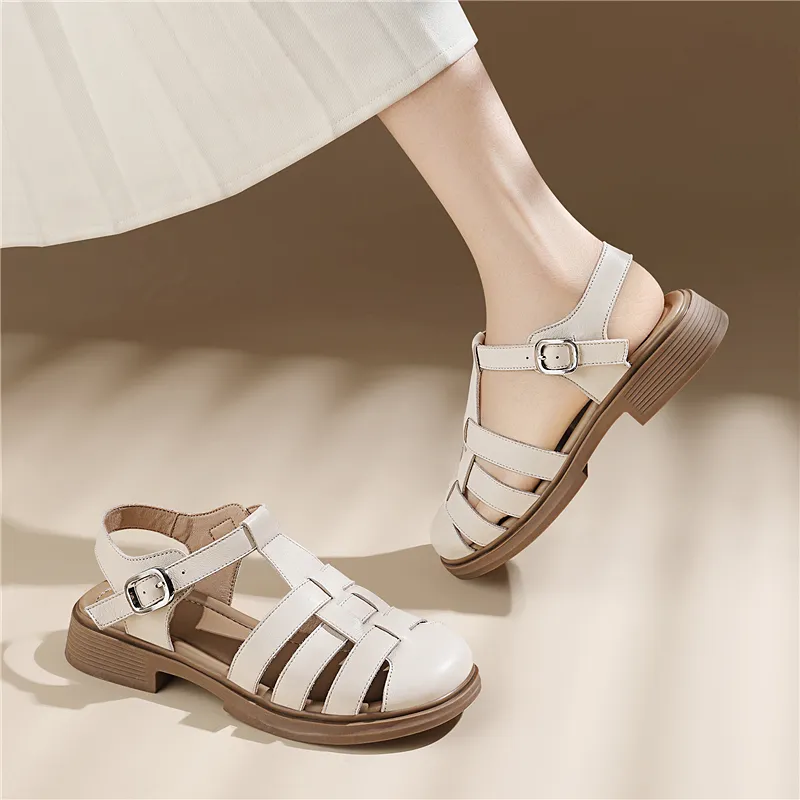 Golden Silk Rabbit Roman Sandals Women's-11