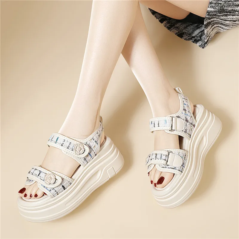 Golden Silk Rabbit Beach Sandals Women's-10