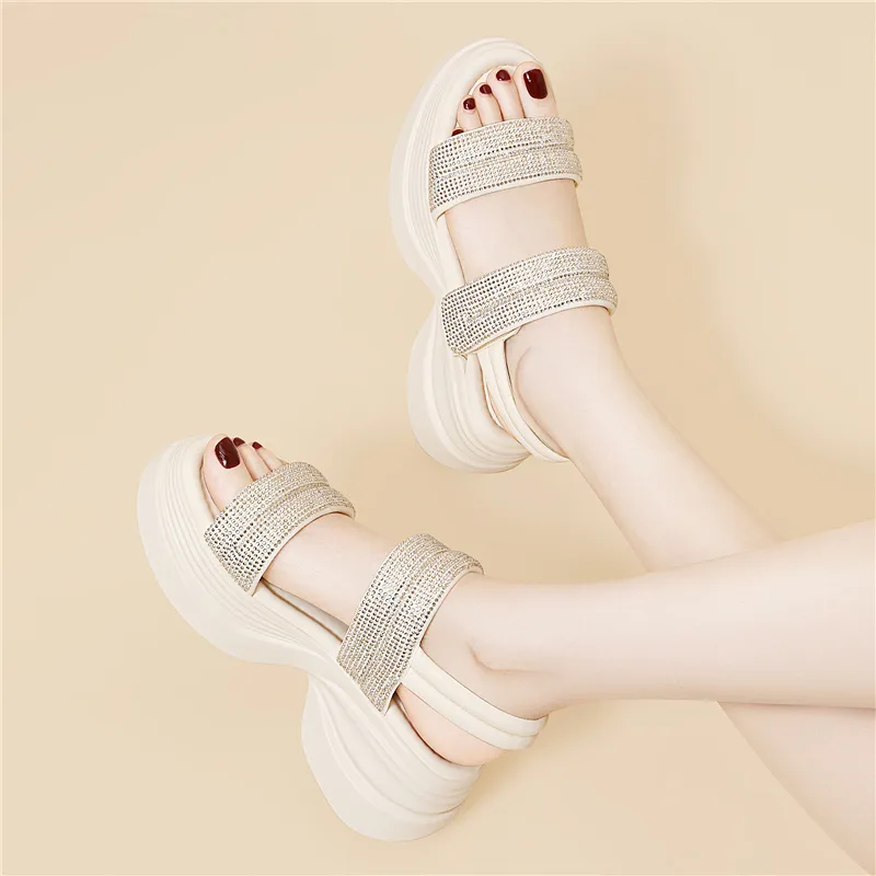 Golden Silk Rabbit One Strap Sandals Women's-11