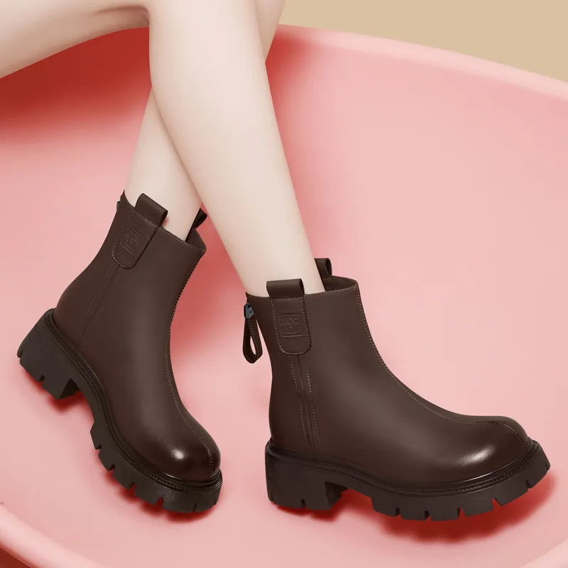 Golden Silk Rabbit Ankle Boots Women's-13