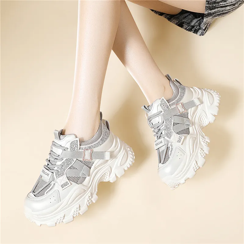 Golden Silk Rabbit Low Top Chunky Sneakers Women's-6