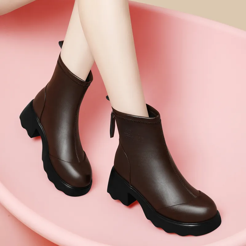 Golden Silk Rabbit Ankle Boots Women's-12