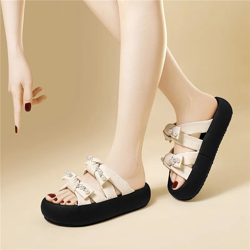 Golden Silk Rabbit Rubber Sole Abrasion Resistant Quick Dry Cushioning Slide Slippers Women's-3