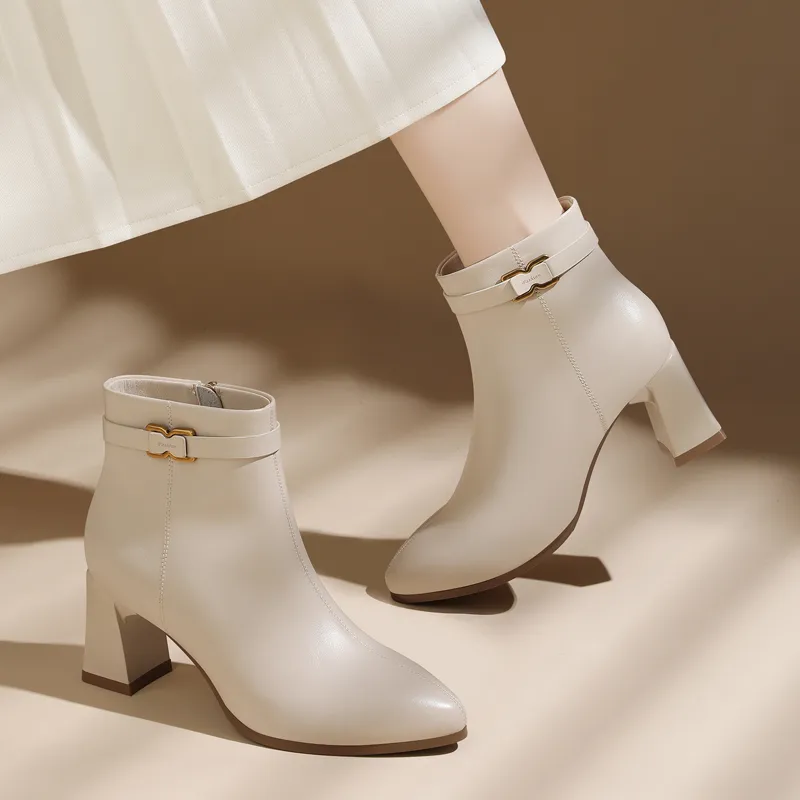 Golden Silk Rabbit Ankle Boots Women's-11