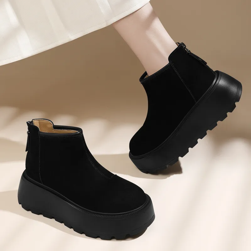 Golden Silk Rabbit Ankle Boots Women's-3