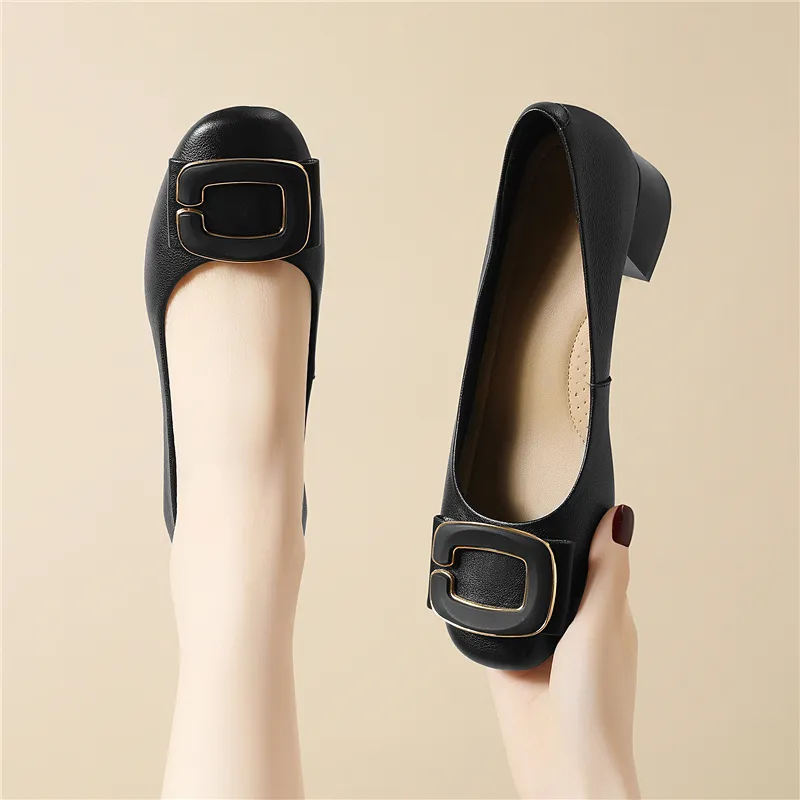 Golden Silk Rabbit Chunky Heel High Heels Women's-4