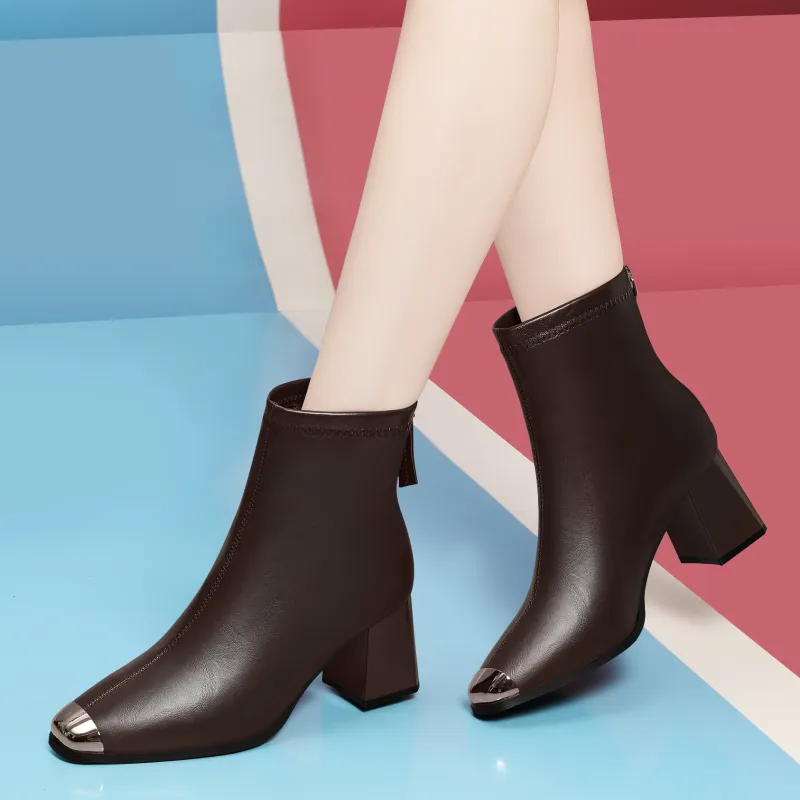 Golden Silk Rabbit Ankle Boots Women's-13