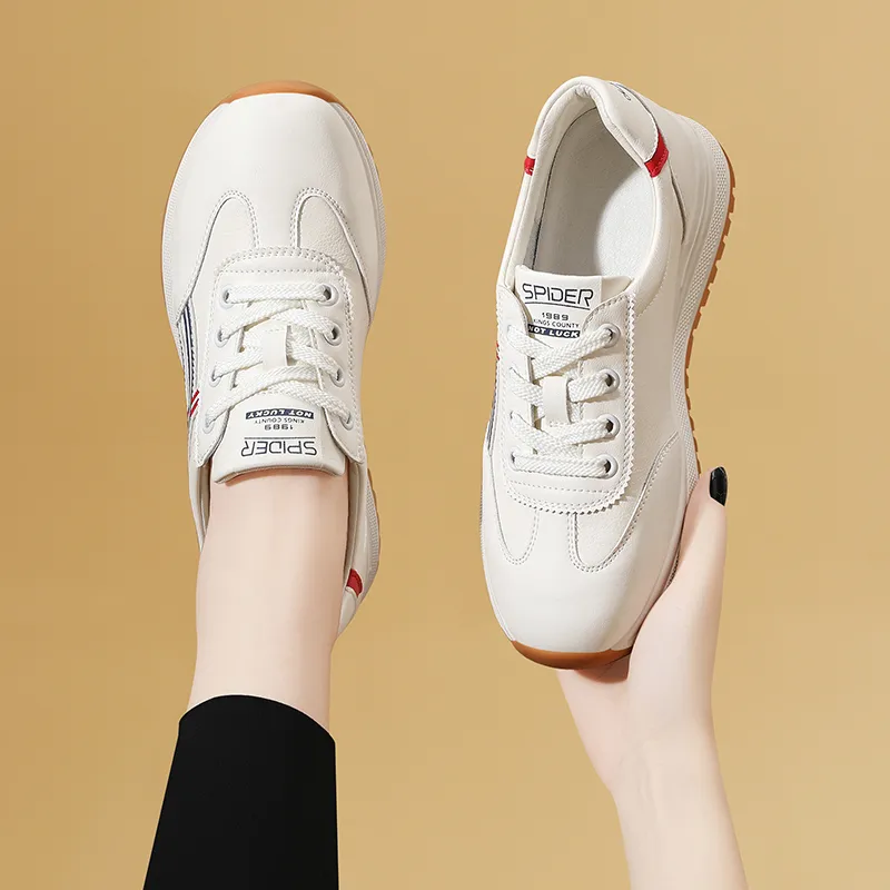 Golden Silk Rabbit Wear-Resistant Height Increasing Low-Top Chunky Sneakers 4cm Women's-4