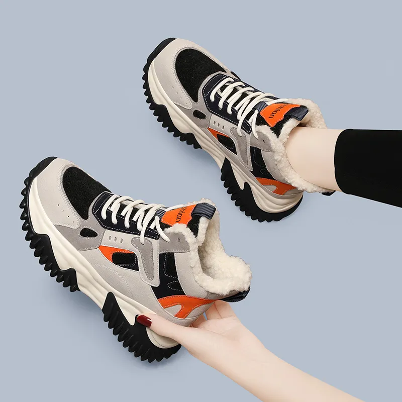Golden Silk Rabbit High-Top Chunky Sneakers Women's-6