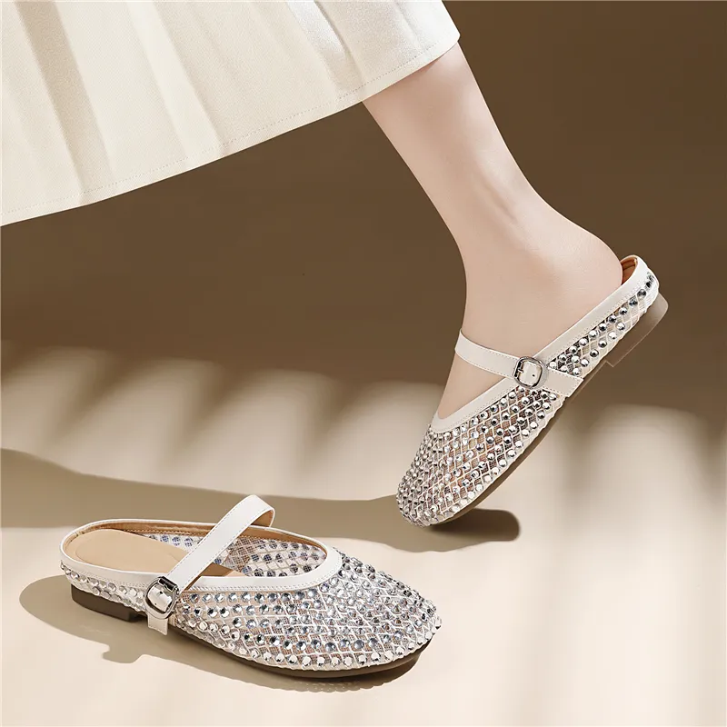 Golden Silk Rabbit Closed Toe Slippers Women's-13
