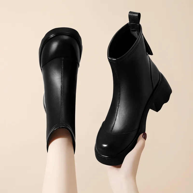 Golden Silk Rabbit Ankle Boots Women's-6