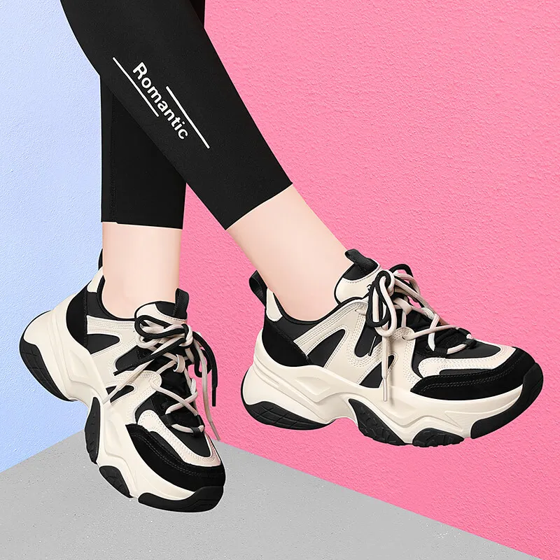 Golden Silk Rabbit Low-Top Chunky Sneakers Women's-1
