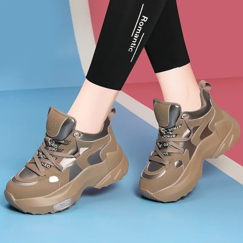 Golden Silk Rabbit Anti-Slip And Wear-Resistant Height Increasing Low-Top Chunky Sneakers Women's-8