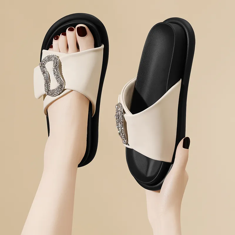 Golden Silk Rabbit Slide Slippers Women's-13