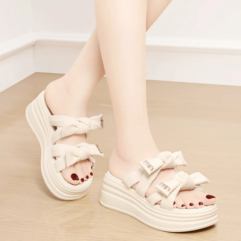 Golden Silk Rabbit Slide Slippers Women's-12