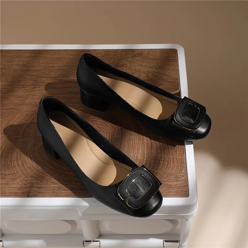 Golden Silk Rabbit Chunky Heel High Heels Women's-2