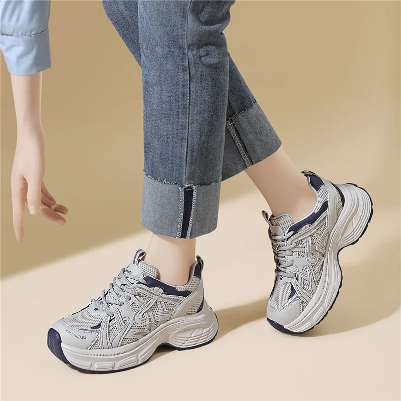 Golden Silk Rabbit Low Top Chunky Sneakers Women's-3