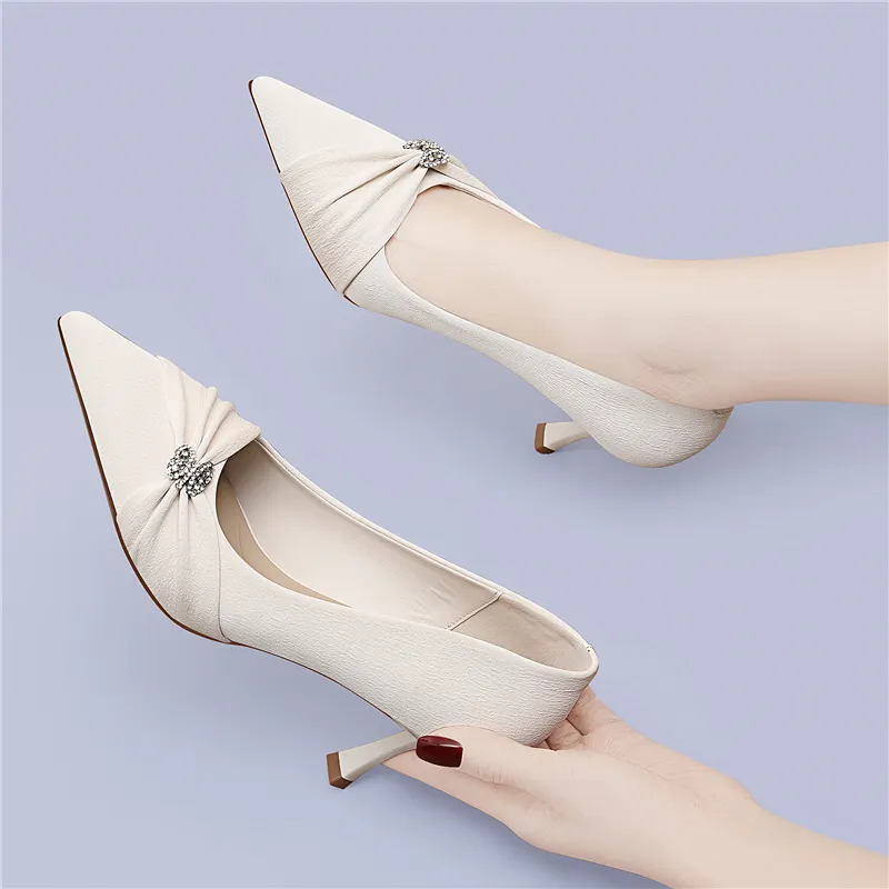 Golden Silk Rabbit High Heels Women's-13