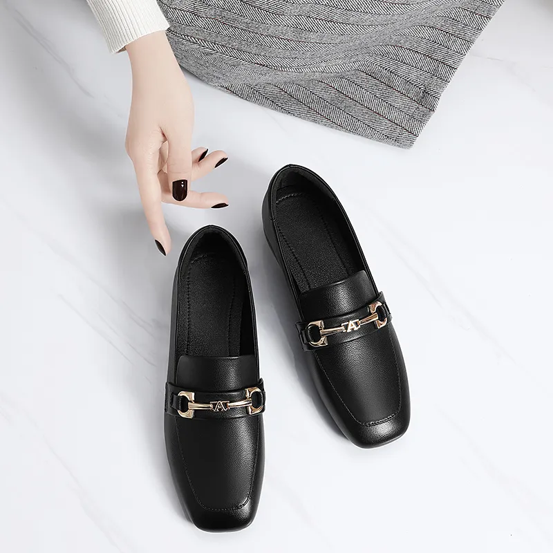 Golden Silk Rabbit Loafers Women's Black-7