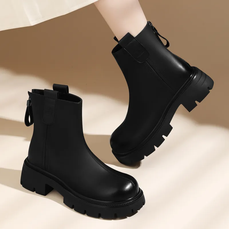 Golden Silk Rabbit Ankle Boots Women's-3